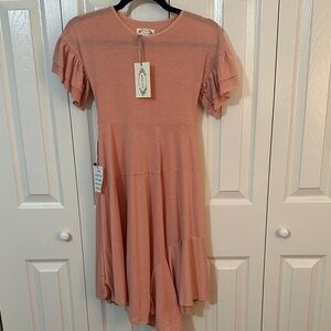 Joyfolie Pink Ruffle Sleeve Dress